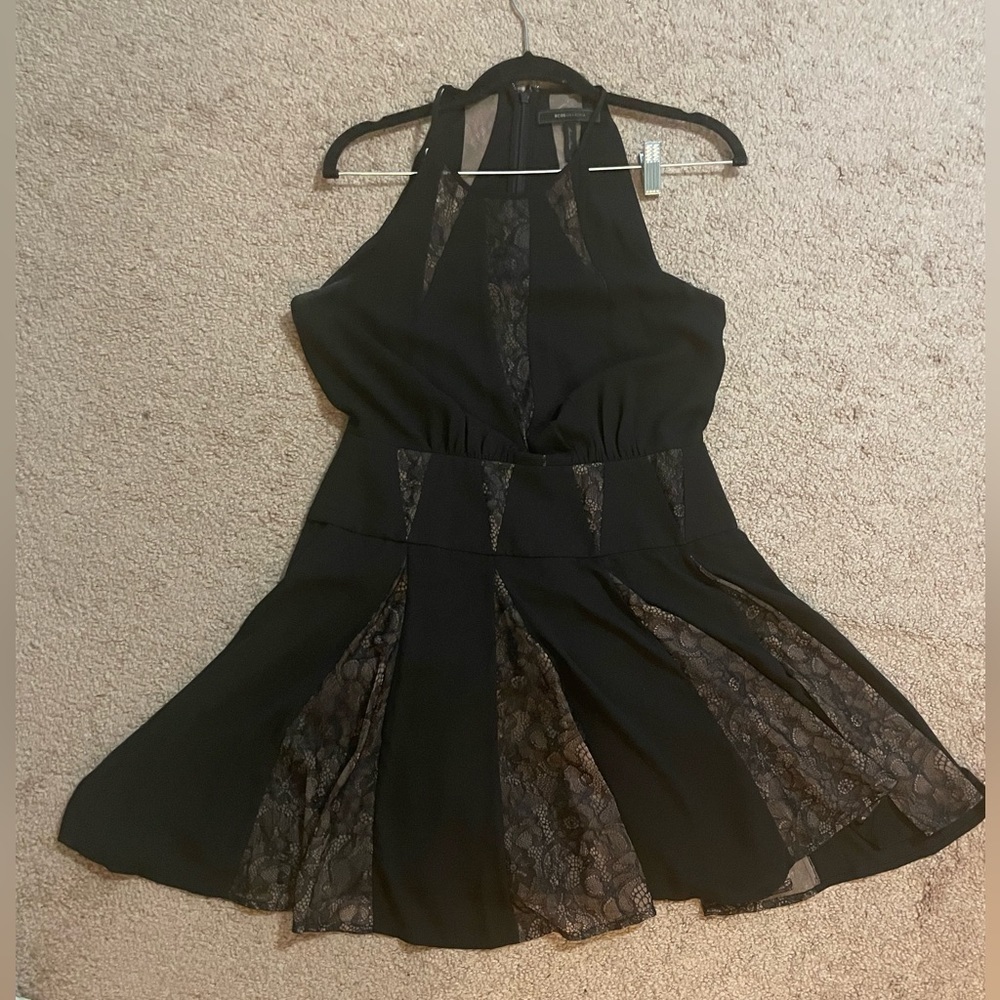 BCBG Maxazria black and nude A-line mini dress size 4